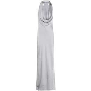 Norma Kamali, Kleedjes, Dames, Grijs, L, Polyester, Elegante Gedrapeerde Bias Jurk