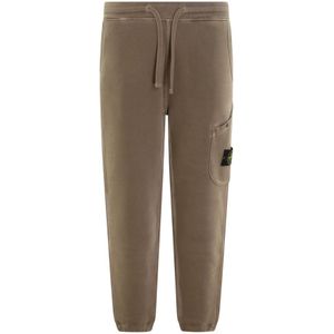 Stone Island, Broeken, Heren, Bruin, S, Polyester, Fleece Broek