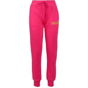 Versace Jeans Couture, Broeken, Dames, Roze, M, Katoen, Joggers met Logo Print