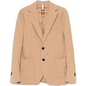Pmds, Jassen, Heren, Beige, M, Beige Jas met Knopen en Zakken