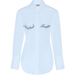 Jean Paul Gaultier, Blouses & Shirts, Dames, Blauw, M, Katoen, Heldere Blauwe Modieuze Blouse
