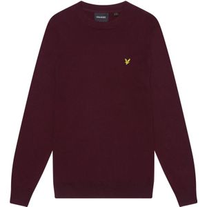 Lyle & Scott, Truien, Heren, Rood, S, Katoen, Gebreide katoenen merino ronde hals trui