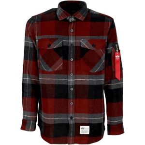 Alpha Industries, Overhemden, Heren, Veelkleurig, S, Flanellen Shirt Zwart Grijs