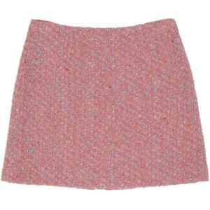 Moschino, Rokken, Dames, Roze, M, Wol, Roze Wol Mini Rok Aw 24