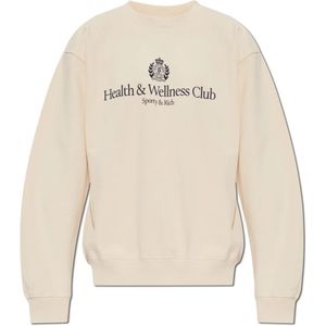 Sporty & Rich, Sweatshirts & Hoodies, unisex, Beige, 2Xl, Katoen, Sweatshirt uit de Preppy-collectie