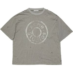 Acne Studios, Tops, Heren, Groen, L, Katoen, Groen Logo T-Shirt Relaxed Fit