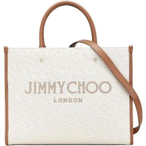 Jimmy Choo Pre-owned, Pre-owned, Dames, Beige, ONE Size, Leer, Tweedehands Canvas handtassen