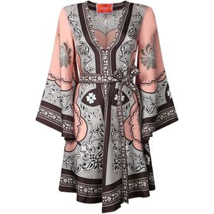 La DoubleJ, Kleedjes, Dames, Veelkleurig, S, Roze Zijden Jurk Elegant Gelegenheidskleding