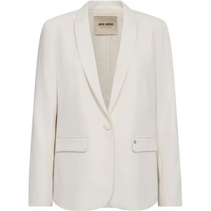 MOS Mosh, Jassen, Dames, Wit, 2Xl, Polyester, Vrouwelijke Blazer met V-hals en Klepzakken