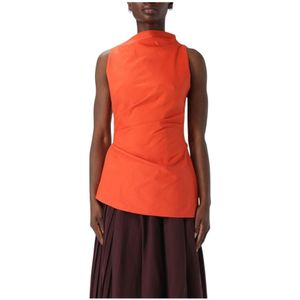 Alexander McQueen, Tops, Dames, Oranje, S, Rode Stijlvolle Mouwloze Top