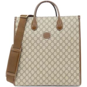 Gucci Vintage, Pre-owned, Dames, Beige, ONE Size, Pre-owned Canvas gucci-bags
