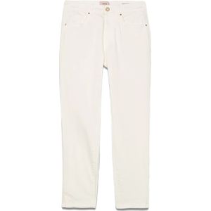 Oltre, Broeken, Dames, Wit, L, Katoen, Skinny broek van katoen en Tencel met decoratieve knoop