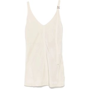 Sportmax, Tops, Dames, Beige, XS, Beige Schouderband Zijkant Split Top