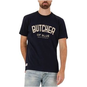 Butcher of Blue, Tops, Heren, Blauw, S, Army College Tee Polo T-shirt