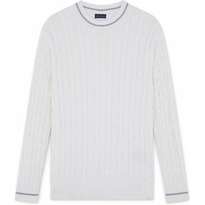 Paul & Shark, Truien, Heren, Wit, 2Xl, Katoen, Luxe Katoen Kasjmier Sweater met Inlays
