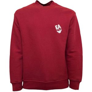 Emporio Armani, Sweatshirts & Hoodies, Heren, Rood, M, Katoen, Rode Sweatshirt met Geborduurd Logo