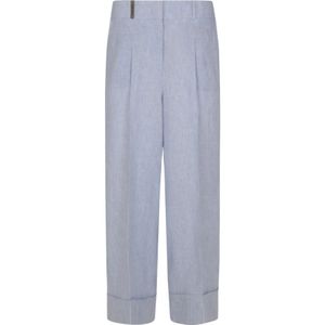 Peserico, Broeken, Dames, Blauw, M, Wijde broek