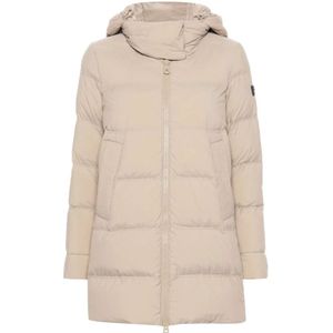Peuterey, Jassen, Dames, Beige, M, Gewatteerde Waterafstotende Jas
