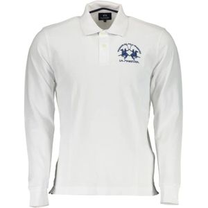 La Martina, Tops, Heren, Wit, M, Katoen, Elegante polo met lange mouwen en contrastdetails