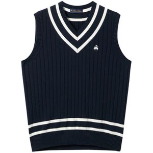 Brooks Brothers, Truien, Heren, Blauw, 2Xl, Katoen, Logo Geborduurde Katoenen Tennis V-Hals Vest