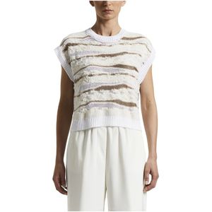 Peserico, Truien, Dames, Beige, L, Katoen, Gebreide katoen-viscose top