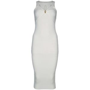 Elisabetta Franchi, Kleedjes, Dames, Wit, M, Mouwloze Gebreide Jurk