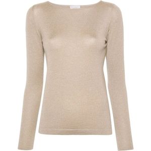 Brunello Cucinelli, Truien, Dames, Beige, L, Katoen, Casual Katoenen Jersey T-shirt