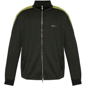 Lanvin, Sweatshirts & Hoodies, Heren, Zwart, L, Katoen, Zwarte Trui met Zijstreepdetails