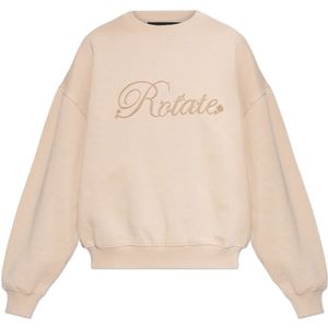Rotate Birger Christensen, Sweatshirts & Hoodies, Dames, Beige, S, Katoen, Sweatshirt met Logo