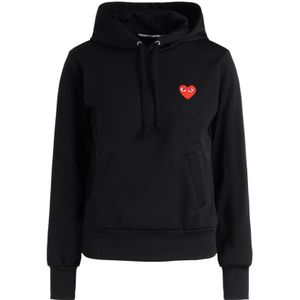 Comme des Garçons Play, Sweatshirts & Hoodies, Dames, Zwart, L, Polyester, Zwarte Hoodie met Rood Hart