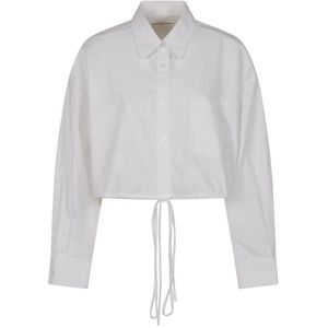 Alexander Wang, Blouses & Shirts, Dames, Wit, S, Katoen, Witte Wrap Shirt Stijlvol Ontwerp