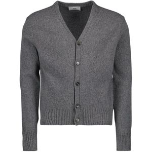 Ami Paris, Truien, Heren, Grijs, S, Kasjmier, V-hals Lange Mouw Kasjmier Vest