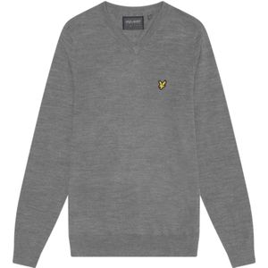 Lyle & Scott, Truien, Heren, Grijs, XL, Wol, Merino Blend V-hals Pullover