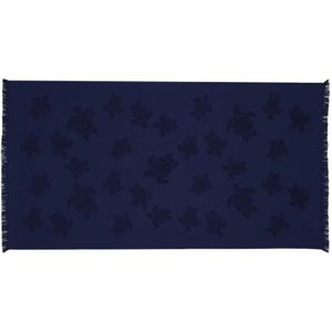 Vilebrequin, Interieur, unisex, Blauw, ONE Size, Katoen, Strandlaken van biologisch katoen schildpad jacquard