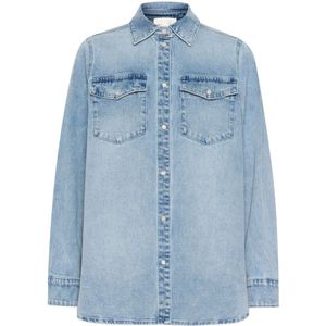My Essential Wardrobe, Blouses & Shirts, Dames, Blauw, M, Denim, Lichtblauwe Retro Wash Denim Overhemd