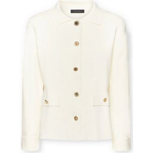 Elena Mirò, Jassen, Dames, Wit, L, Jersey jasje met knopen
