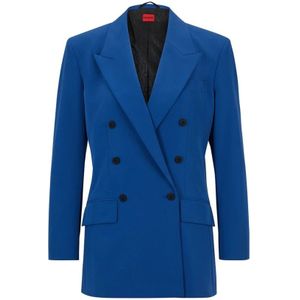 Hugo Boss, Jassen, Dames, Blauw, XS, Leer, Chique Blazer