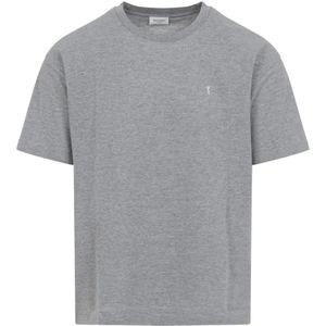 Saint Laurent, Tops, Heren, Grijs, M, Katoen, Cotton Tee