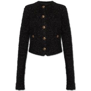 Balenciaga, Jassen, Dames, Zwart, L, Tweed, Tweed Jas