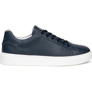 Nerogiardini, Schoenen, Heren, Blauw, 40 EU, Blauwe leren sneakers met uitneembare zool
