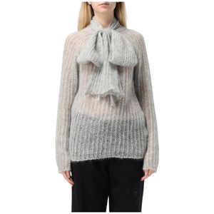 Liviana Conti, Truien, Dames, Grijs, L, Wol, Grijze Mohair Strikstrik met Strik