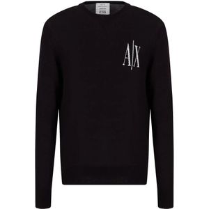 Armani Exchange, Sweatshirts & Hoodies, Heren, Blauw, L, Wol, Crewneck Sweater