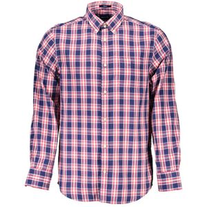 Gant, Overhemden, Heren, Veelkleurig, S, Katoen, Blauw Katoenen Overhemd met Button-Down Kraag