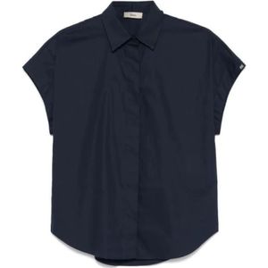 Herno, Blouses & Shirts, Dames, Blauw, XS, Katoen, Monogram Parachute Katoenen Overhemd