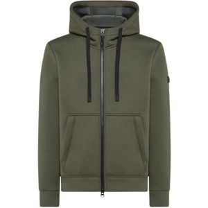 Peuterey, Sweatshirts & Hoodies, Heren, Groen, XS, Polyester, Verstelbare Hoodie met Rits
