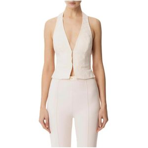 Elisabetta Franchi, Jassen, Dames, Wit, M, Acetaatvest