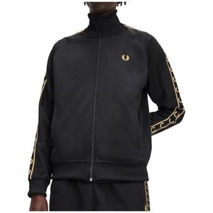 Fred Perry, Sweatshirts & Hoodies, Heren, Zwart, L, Katoen, Contrastlint Tracktop