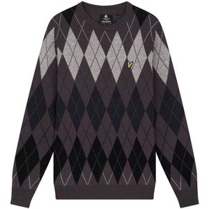 Lyle & Scott, Truien, Heren, Grijs, XL, Wol, Brih Argyle Ronde Hals Truien