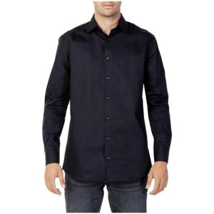Selected Homme, Overhemden, Heren, Zwart, XS, Katoen, Zwarte Katoenen Overhemd met Lange Mouwen