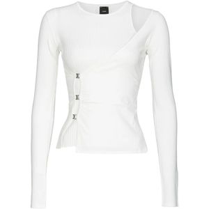 Pinko, Tops, Dames, Wit, S, Katoen, Top met lange mouwen